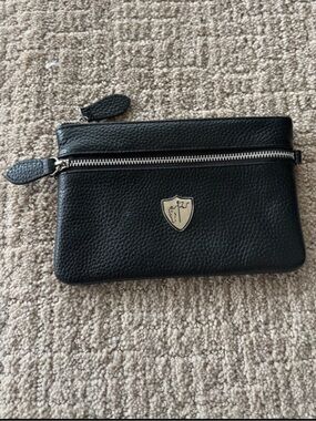 Black Knight Genuine Leather Rider’s Belt Wallet / Double Zip Wristlet